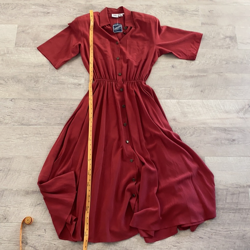 Vintage 100% Silk Button Down Maxi Dress DEADSTOCK